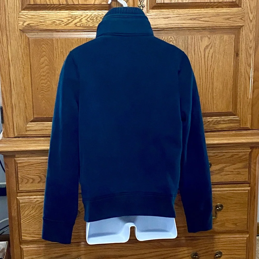VTG Abercrombie & Fitch Jacket Mens M Navy Blue Red Fleece Lined Mock Neck Moose